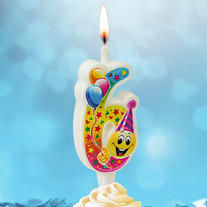 свеча тортовая "Смайлик с шарами" 6