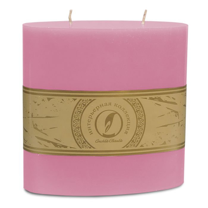 свеча овальная призма 150х75х150 2 фитиля розовый