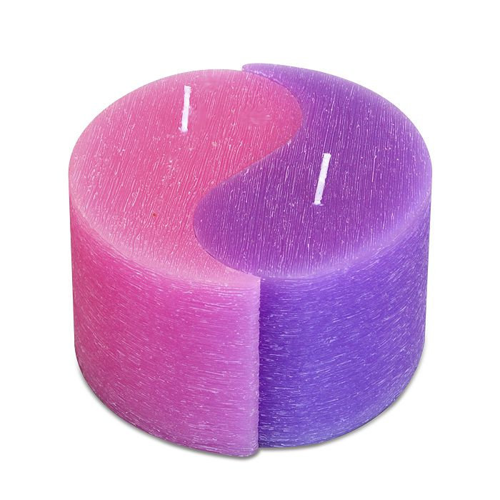 свеча двудольная призма Инь-Янь d125h75 розовый/сирень
