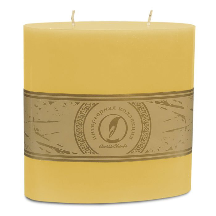 свеча овальная призма 150х75х150 2 фитиля желтый