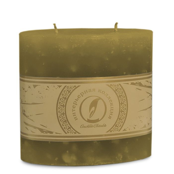 свеча овальная призма 125х63х125 2 фитиля оливковый