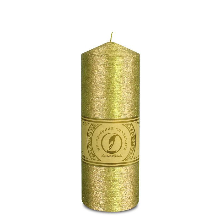 свеча цилиндр с конусом d70h200 золото