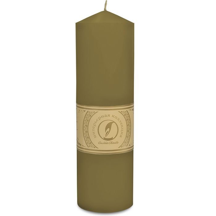 свеча цилиндр с конусом d70h250 оливковый